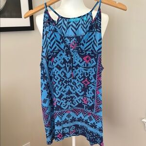 TORI RICHARD HONOLULU Blue/Pink Sleeveless Top Size 8
